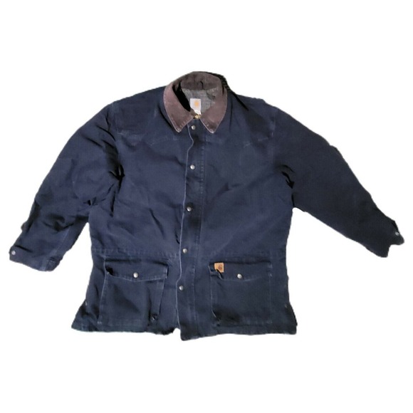 Carhartt Jacket Mens Blue Chore Blanket Lined Sz XL Regular C52MDT Metal Zip - Picture 1 of 12